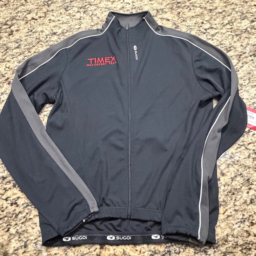 NEW Sugoi Timex Multisport Team Cycling Jacket Mens M Black Grey Full Zip ws